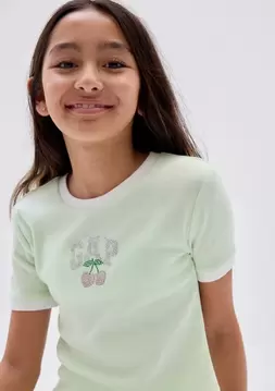 Kız Çocuk | Ringer Grafik Baskılı T-Shirt