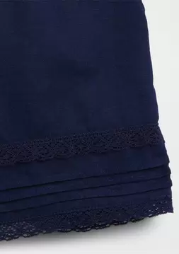 Kız Çocuk | Keten Karışımlı Dantel Kenar Detaylı Easy Şort
