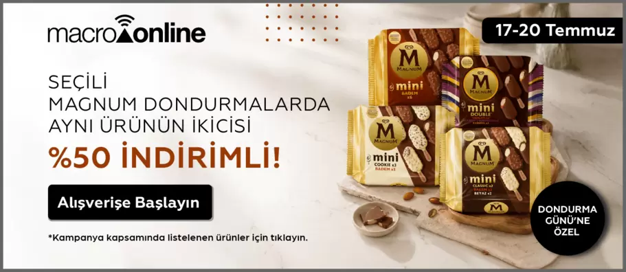 17 - 20 Temmuz Magnum Mini Dondurmalarda Aynı Ürünün İkicisi %50 İndirimli!