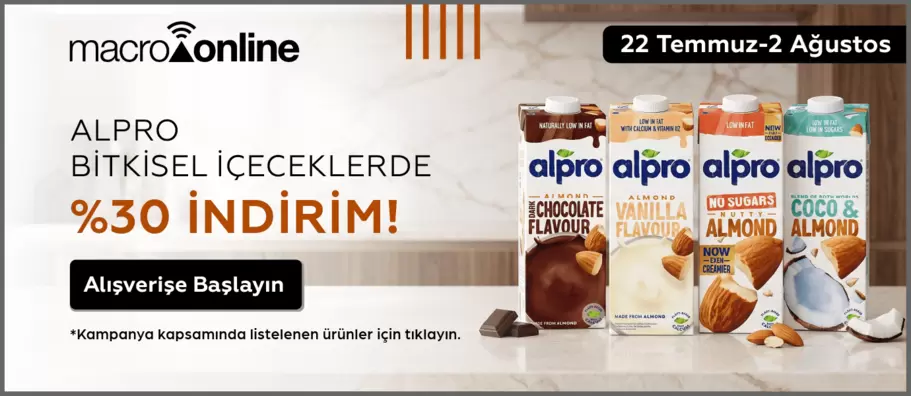 22 Temmuz - 2 Ağustos Alpro Bitkisel İçeceklerde %30 İndirim!