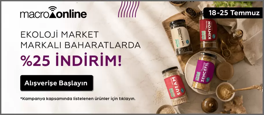 18 - 25 Temmuz Ekoloji Market Markalı Baharatlarda %25 İndirim!