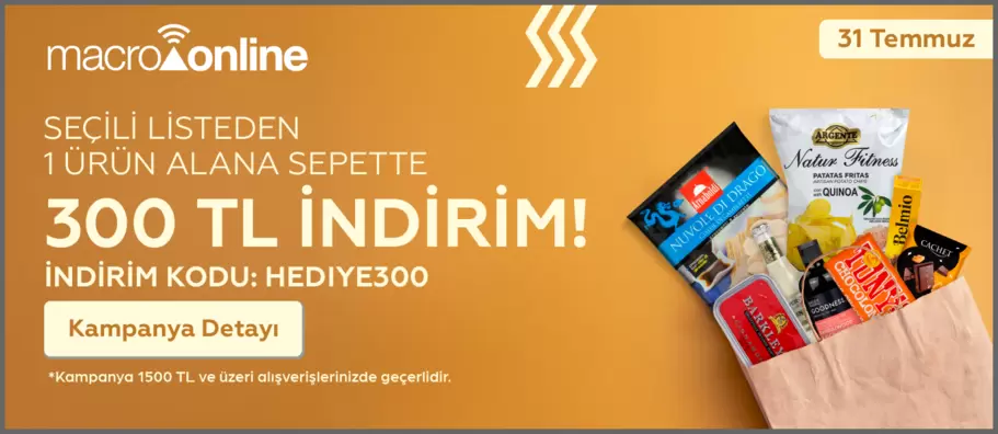 31 Temmuz Seçili Listeden Ürün Alımınızda 300 TL İndirim!