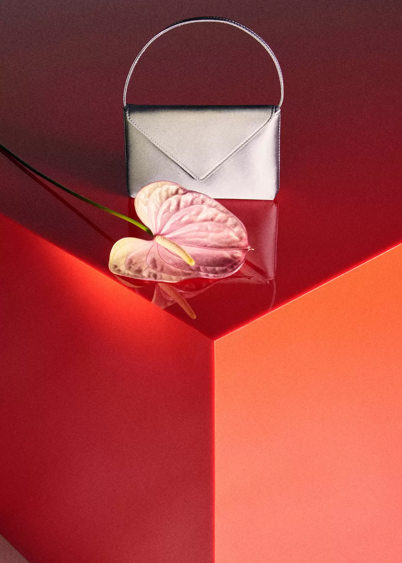 Satin flap handbag
