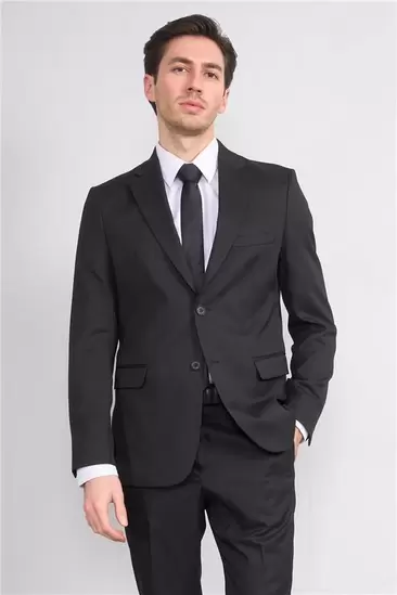 9188 Erkek Mono Yaka Slim Fit Takım Elbise Siyah