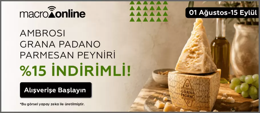 1 Ağustos - 15 Eylül Ambrosi Grana Padano Parmesan Peyniri %15 İndirimli!