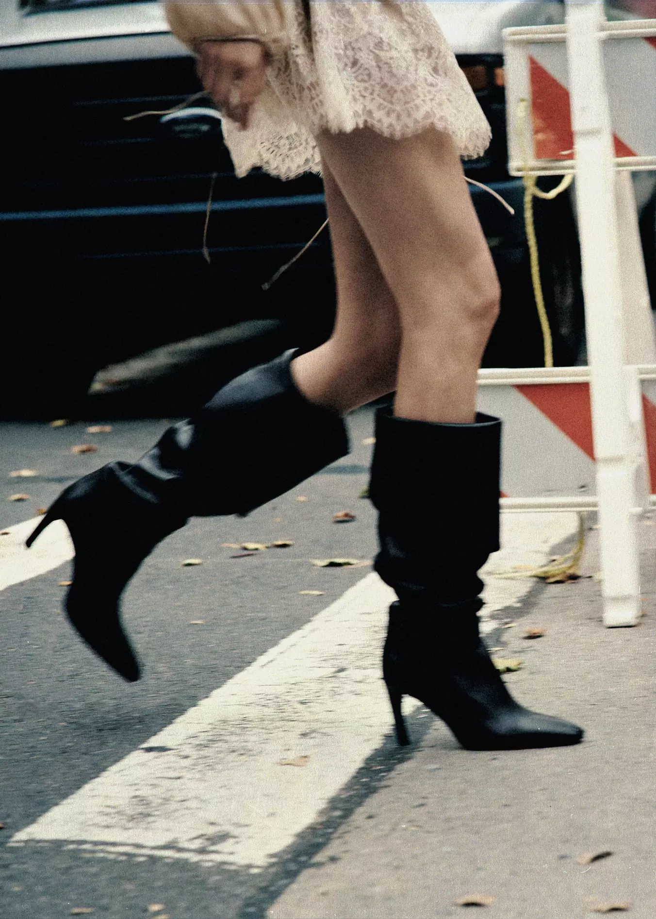 Leather stiletto-heel boot