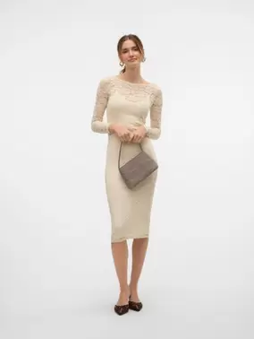 Vero Moda VMPAULA Midikleid - Bone White - 10326355