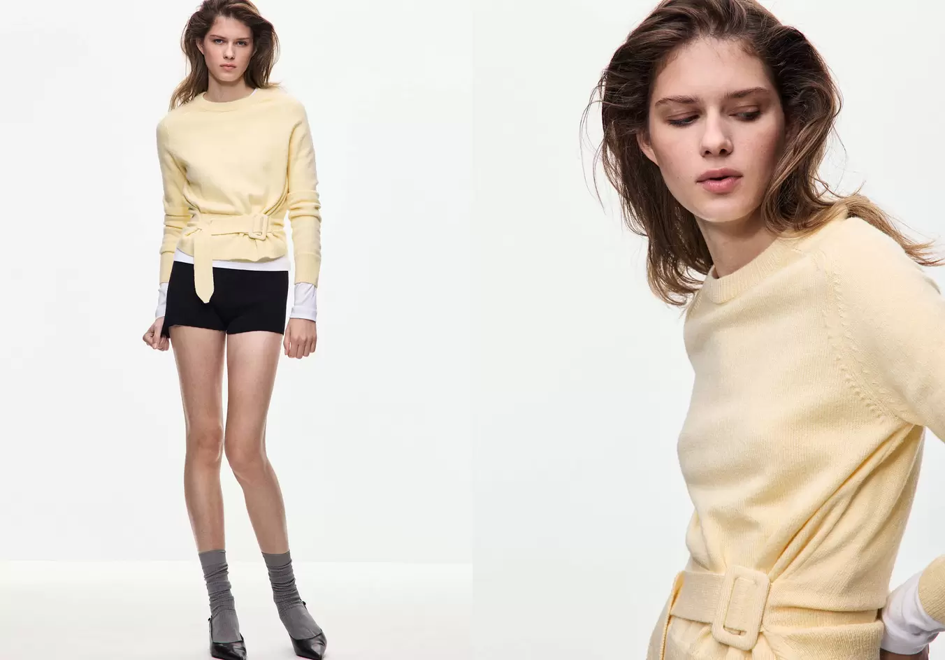 Belted knit sweater