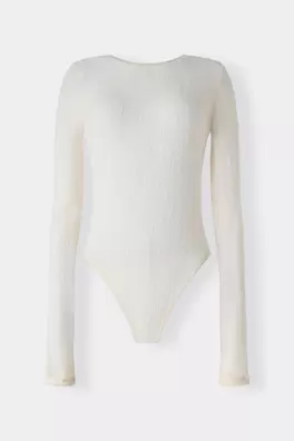 Uzun Kollu Esnek Dantel Bodysuit