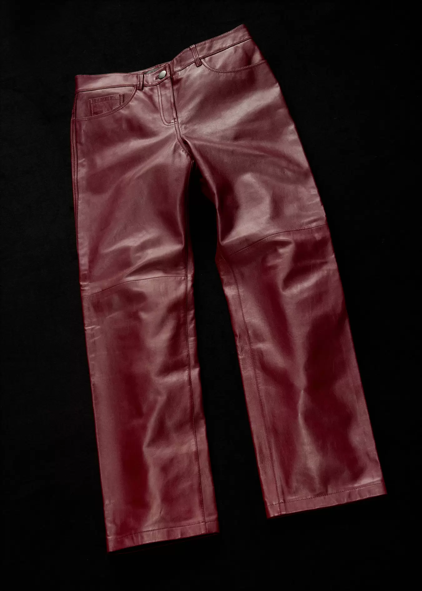 Straight-fit leather trousers