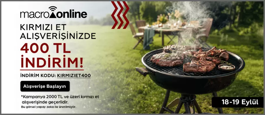 18 - 19 Eylül Kırmızı Et Alışverişinizde Geçeri 400 TL İndirim!