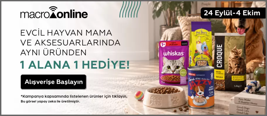 24 Eylül - 4 Ekim Evcil Hayvan Mama Ve Aksesuarlarında Aynı Üründen 1 Alana 1 Hediye!