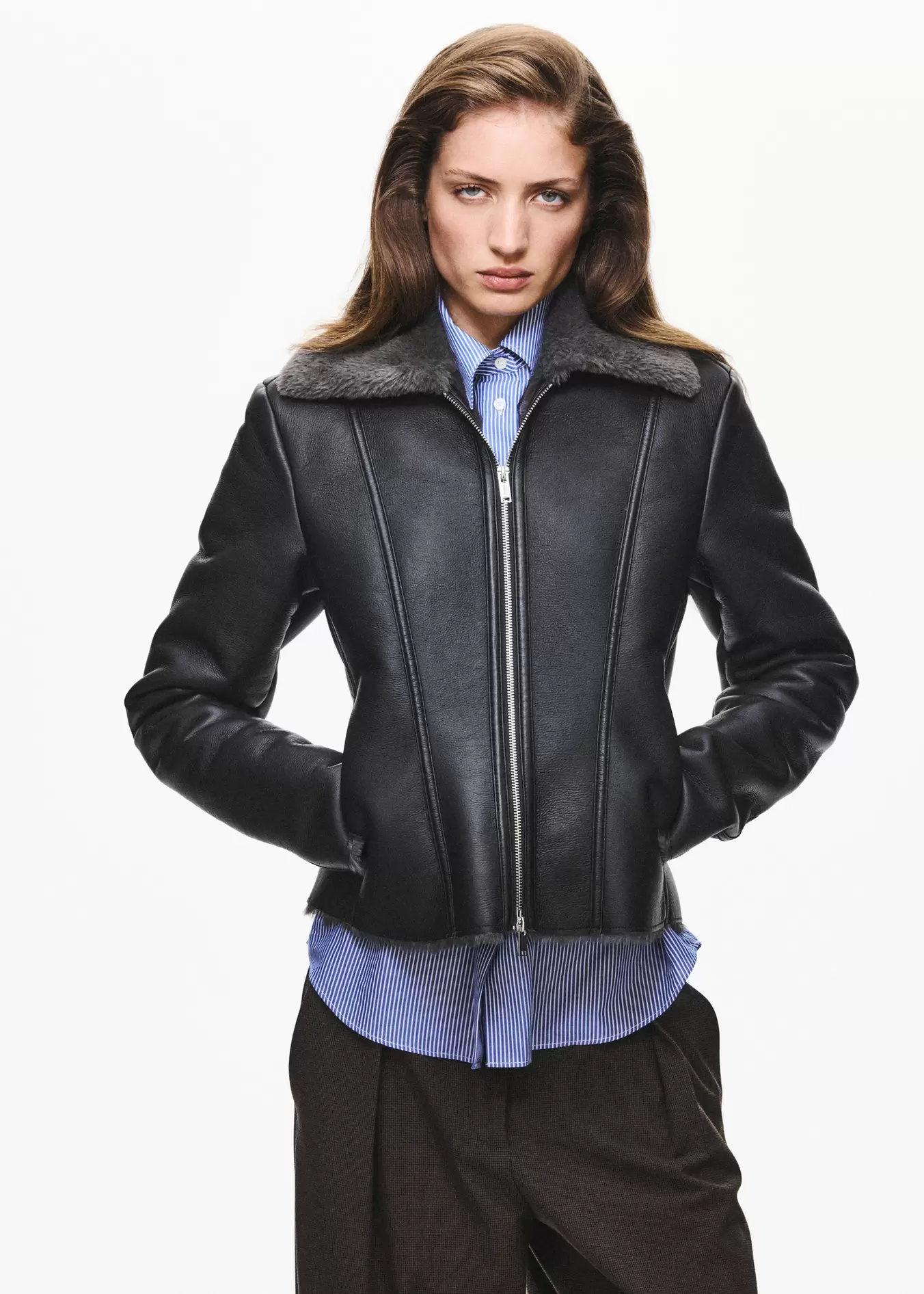 Double-faced faux-leather jacket