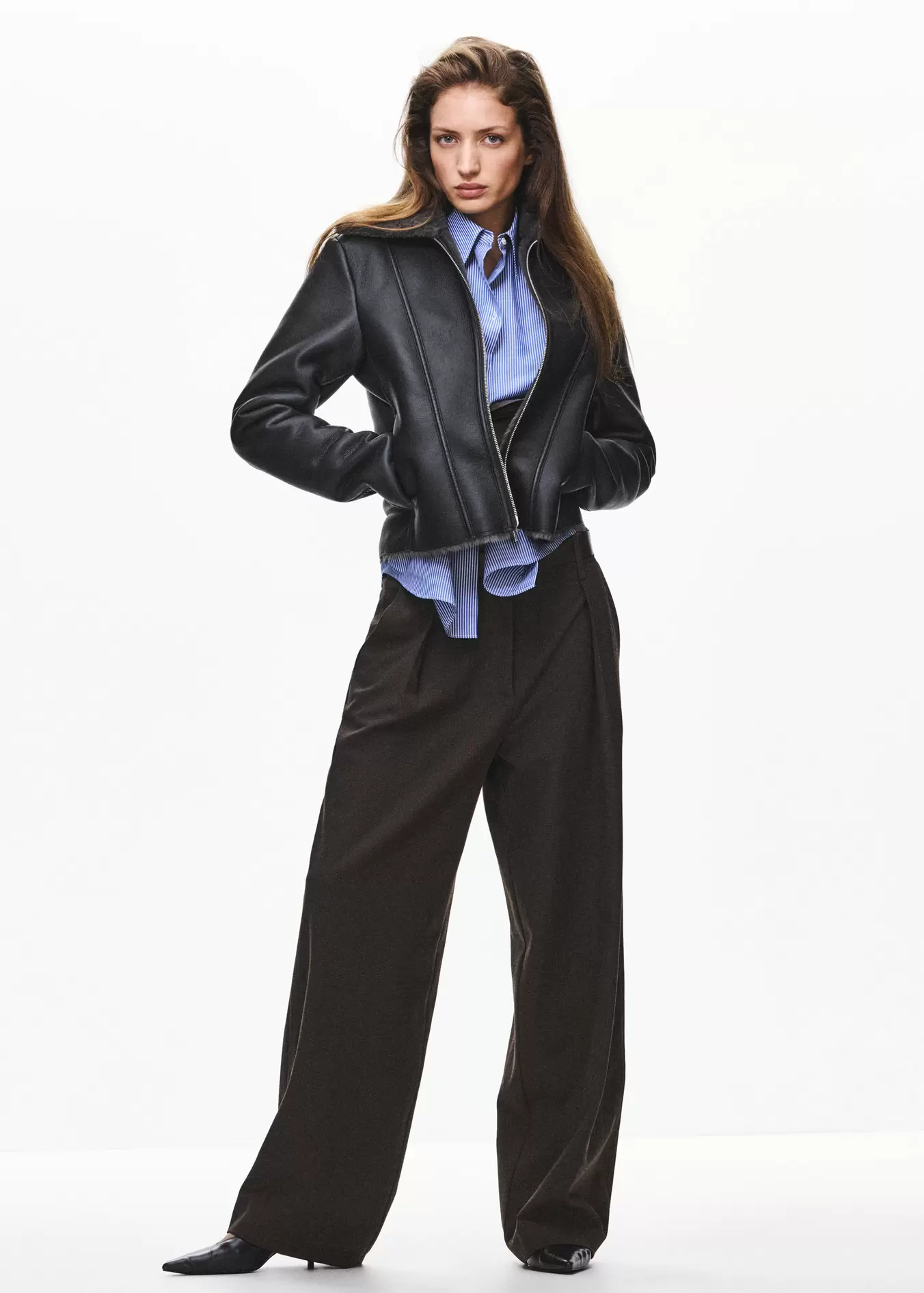 Houndstooth pleated trousers