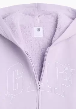 Kız Çocuk | Sherpa Astarlı Logo Fermuarlı Sweatshirt