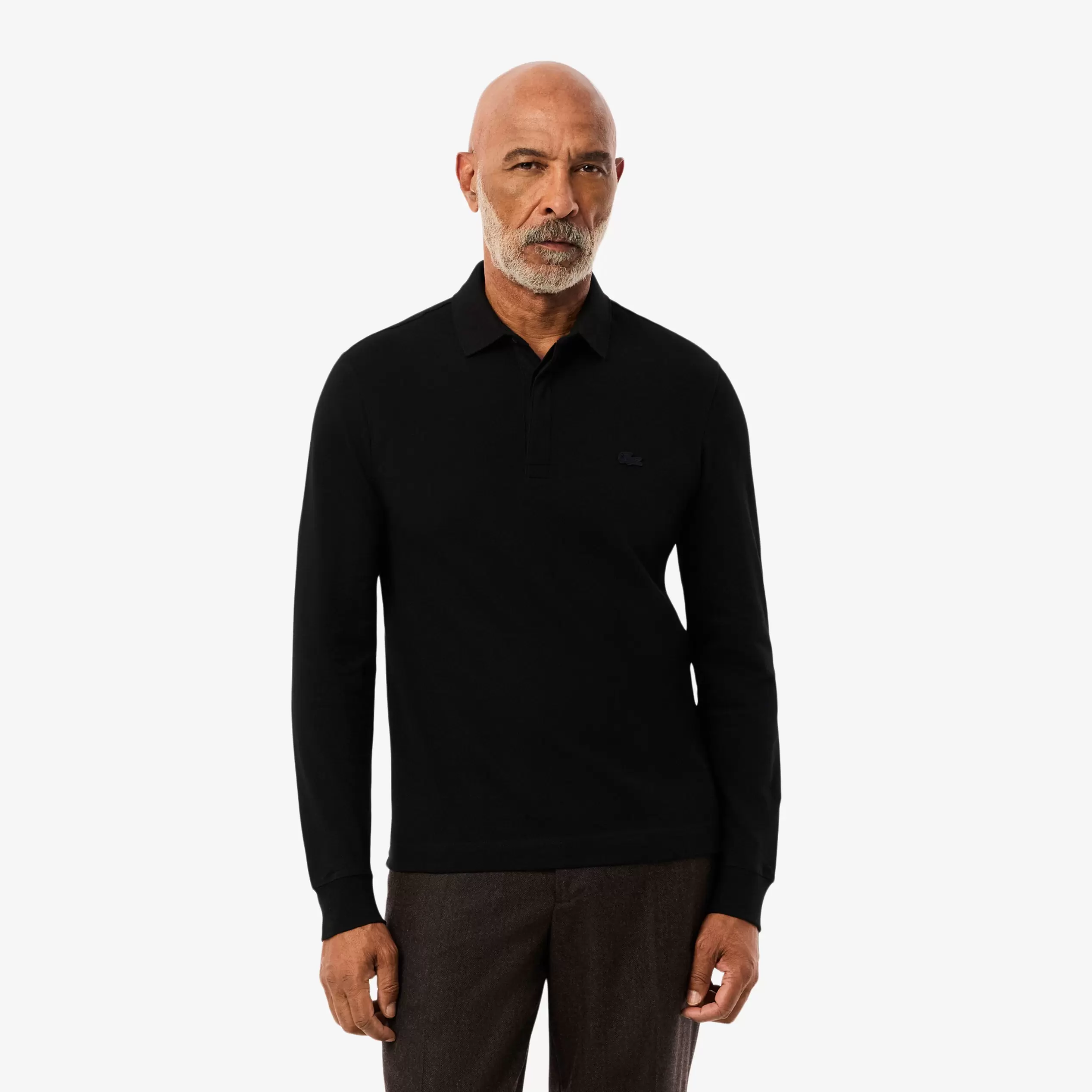 Erkek Regular Fit Uzun Kollu Siyah Paris Polo
