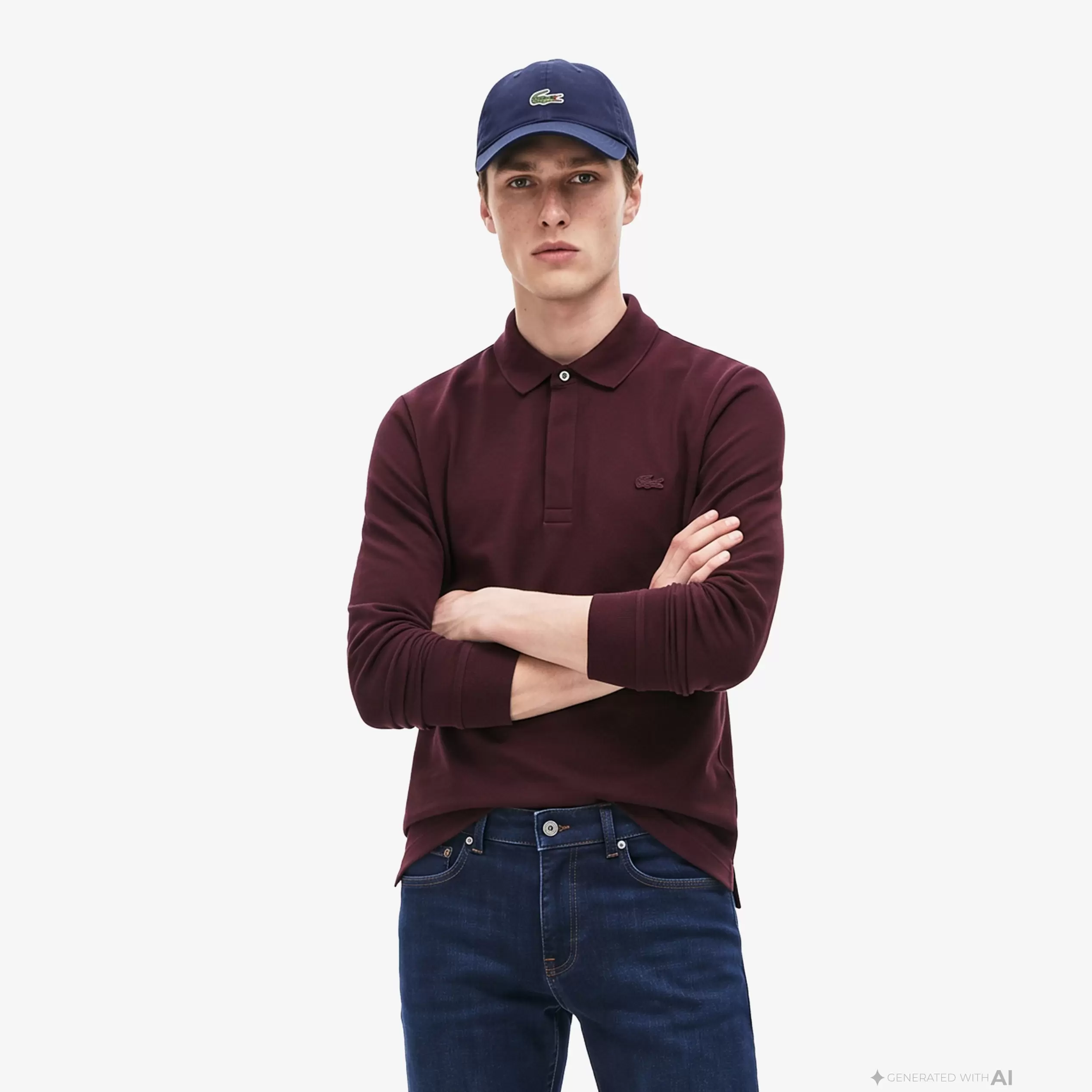 Erkek Regular Fit Uzun Kollu Bordo Paris Polo