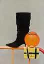 Deri slouchy kesim topuklu çizme
