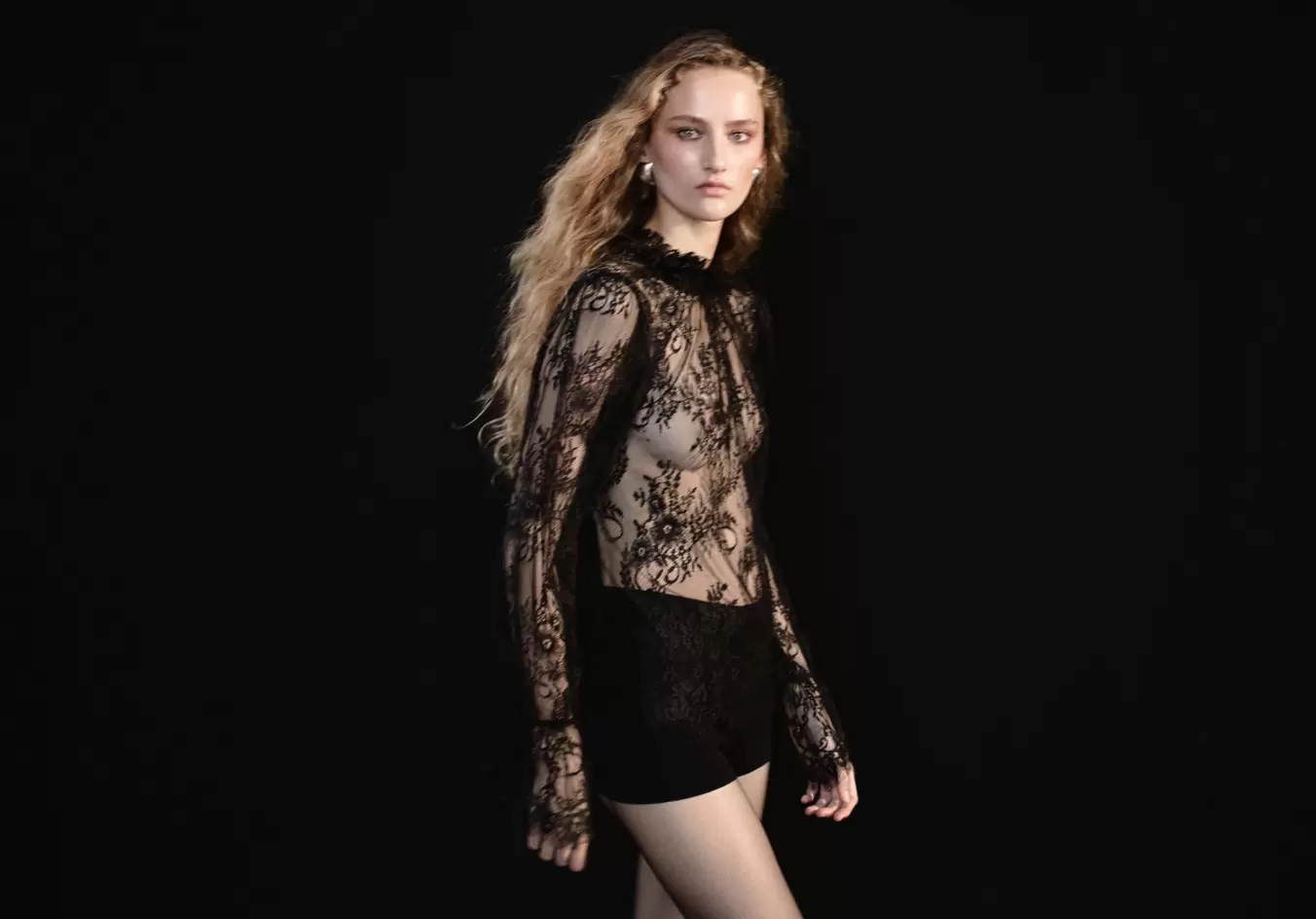 Semi-sheer lace blouse
