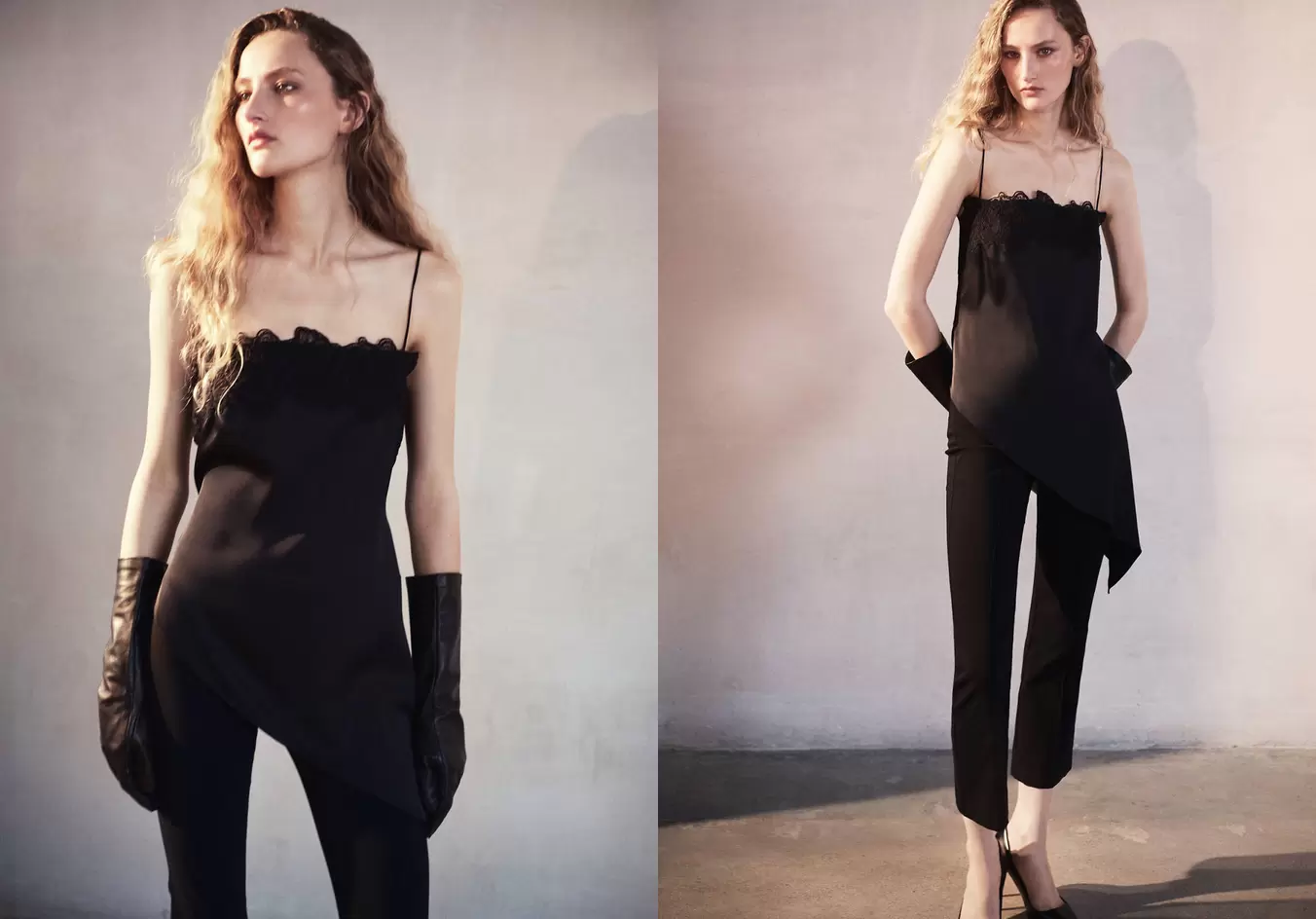 Asymmetric lace camisole top