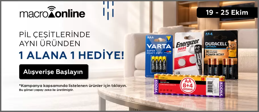 19 - 25 Ekim Pillerde Aynı Üründen 1 Alana 1 Hediye!