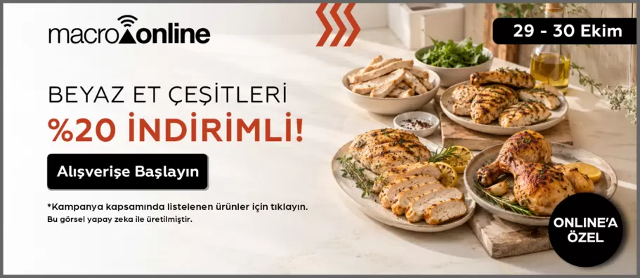 29 - 30 Ekim Beyaz Etlerde Geçerli %20 İndirim!