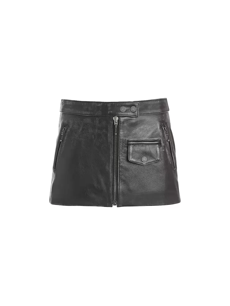Minifalda de piel talle alto