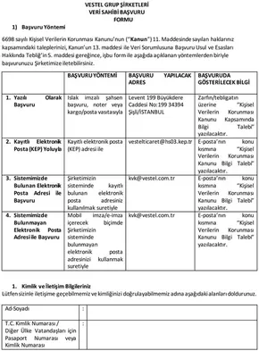 Vestel kataloğu | Veri Sahibi Başvuru Formu | 2025-09-09T00:00:00.000Z - 2025-09-23T00:00:00.000Z