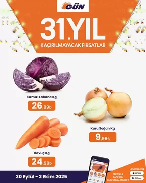 Gün Süpermarket kataloğu | Sizin için en iyi fırsatlarımız | 2025-10-01T00:00:00.000Z - 2025-10-15T00:00:00.000Z