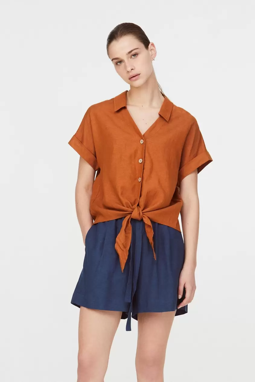 Collared Self-Tie Magyar Blouse