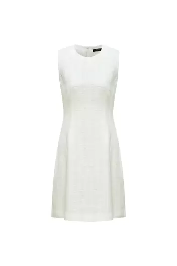 Acrylic Tweed Round Neck Dress