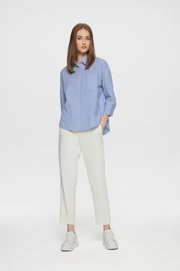 Ocean Cotton Rich Stretchable Stripe Poplin Shirt