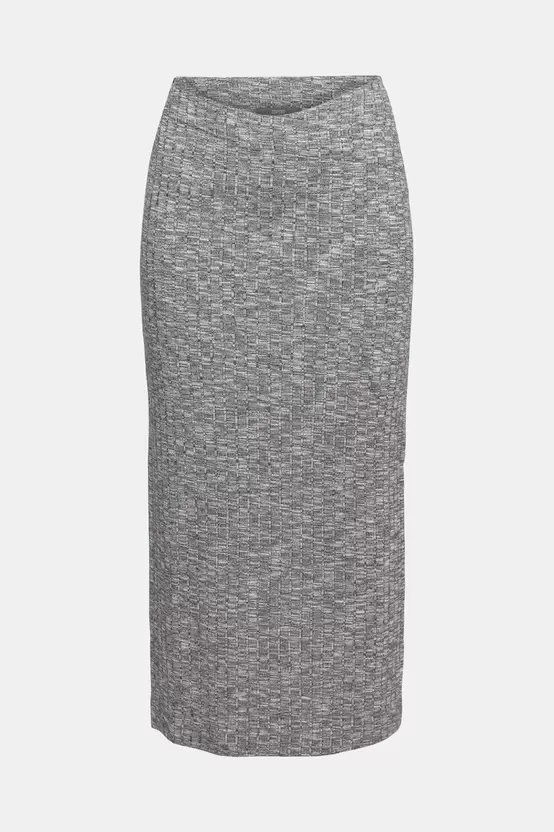 Space dye rib-knit midi skirt