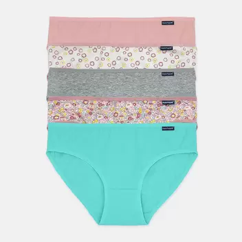 Flower Print Cotton Spandex Mini 5pcs Ladies Panties HLU449220