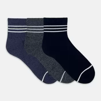 3prs Men Sporty Half Terry Quarter Socks | HMS479557