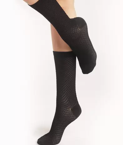 Textured Crew Socks in Black