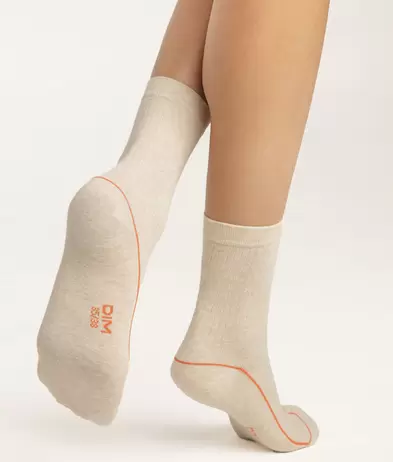 Cotton Sports Crew Sock in Soft Cream