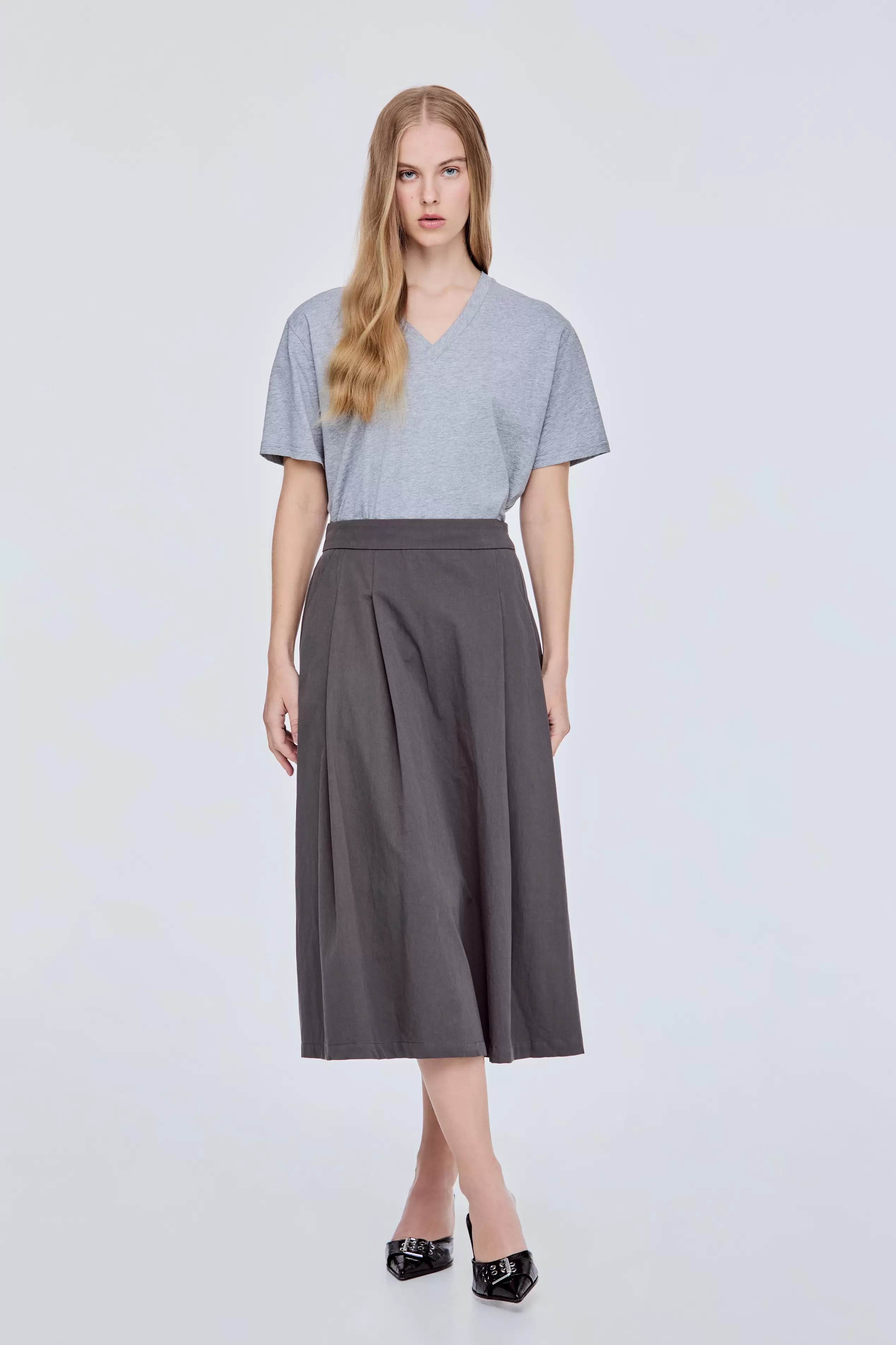 Pleated Midi Skirt