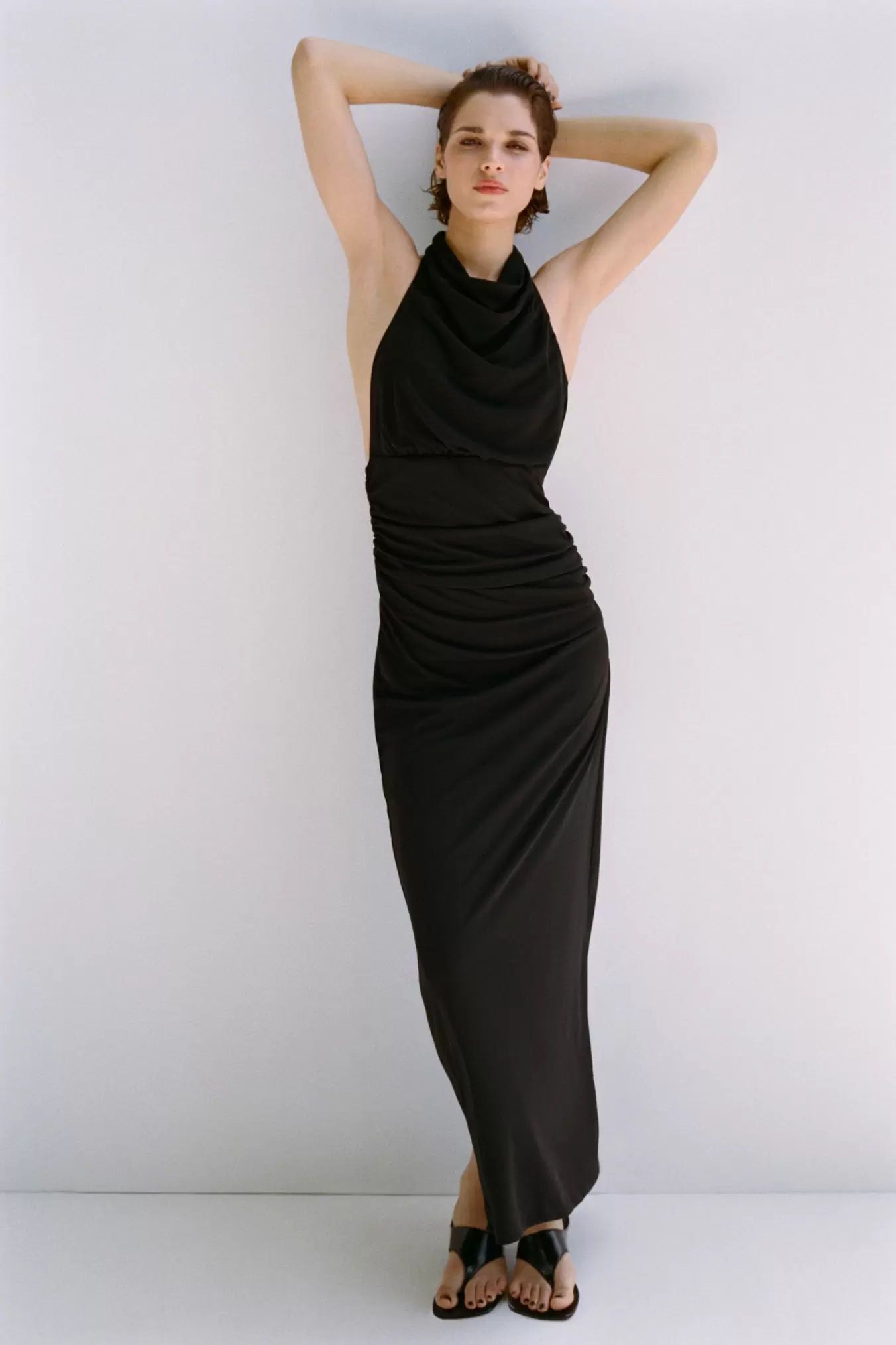 LONG HALTER DRESS WITH OPEN BACK