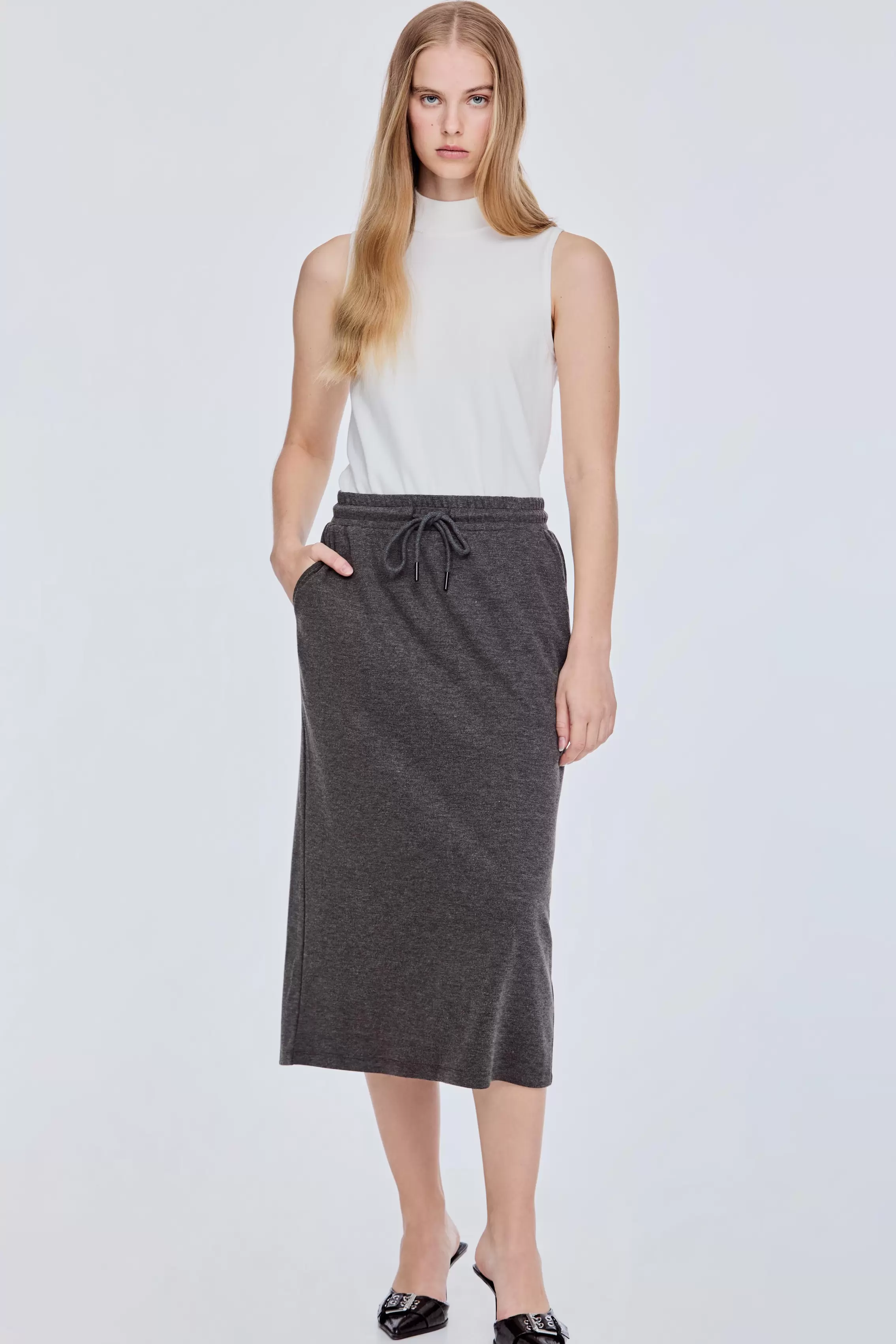 Straight Cut Jersey Skirt