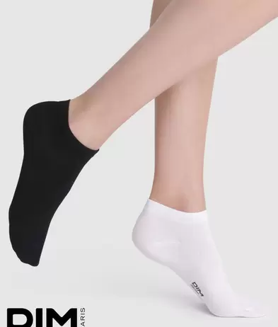 Pack of 2 Cotton Ankle Socks in Black and White