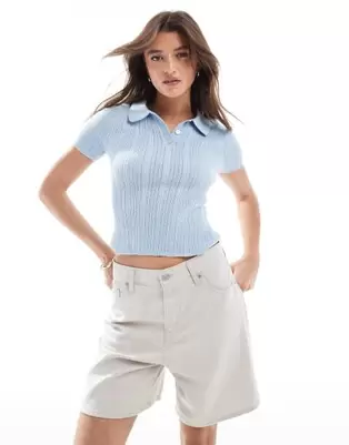Levi's high waisted linen blend baggy denim shorts in off white