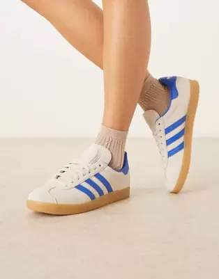 Adidas Originals Gazelle trainers in grey and blue