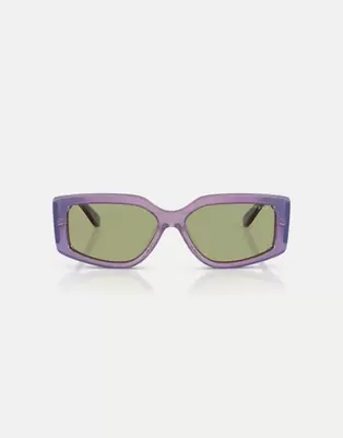 Vogue Rectangle sunglasses with green lens in transparent pearl purple