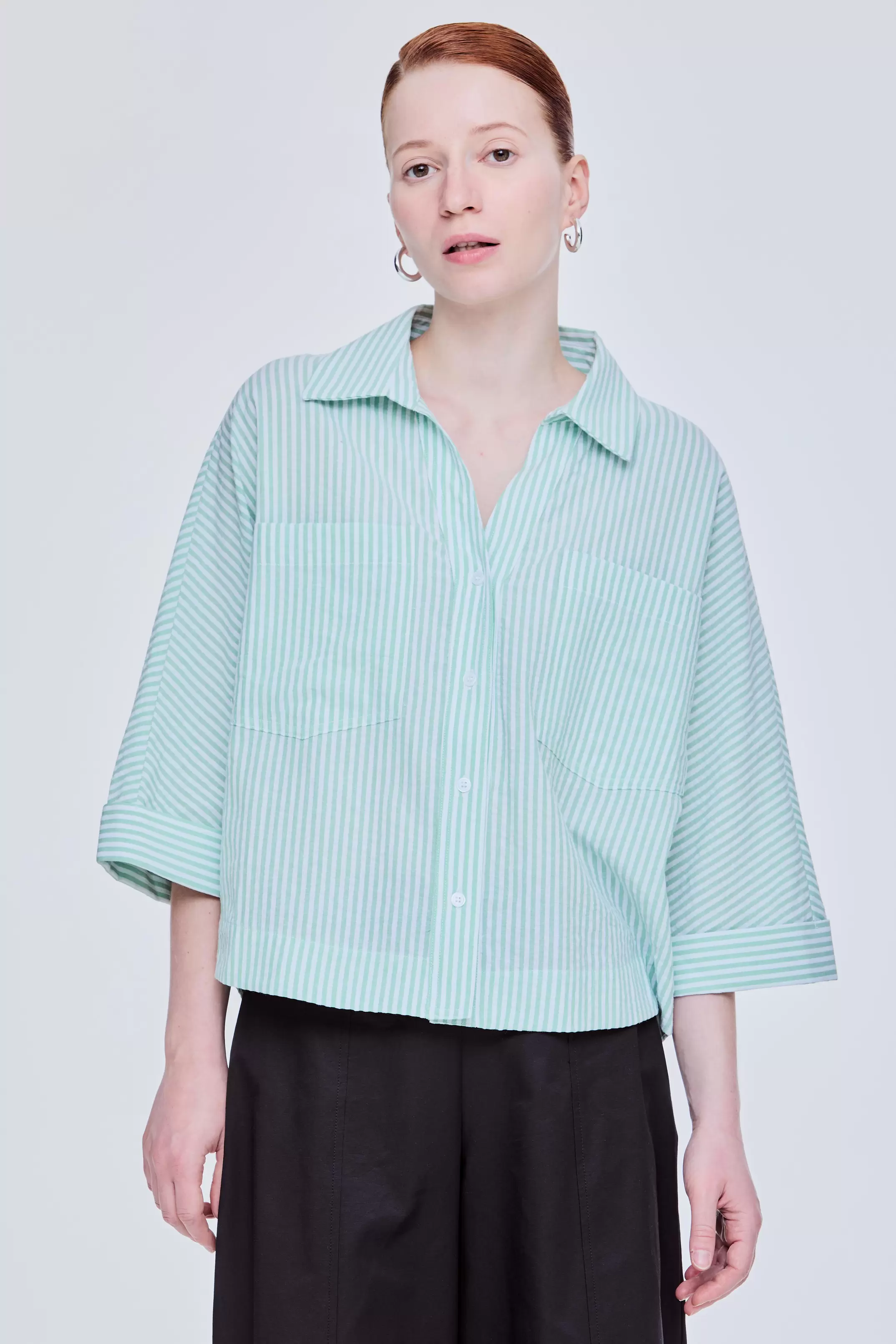 Seersucker Stripes Magyar Blouse