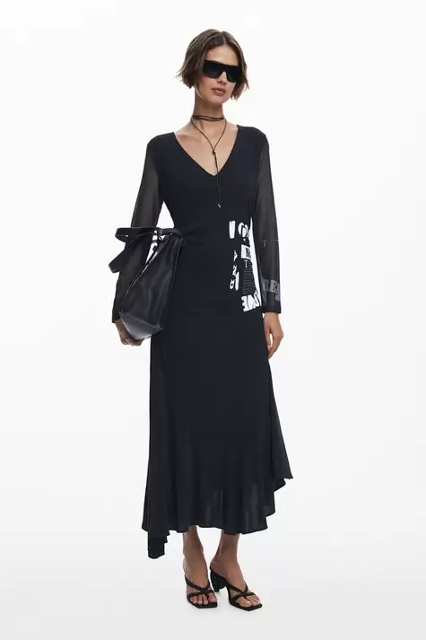 Ruched newspaper dress