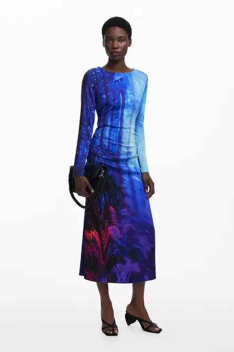 Asymmetric landscape dress
