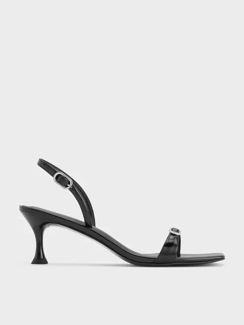 Buckled Slingback Kitten Heels  - black box