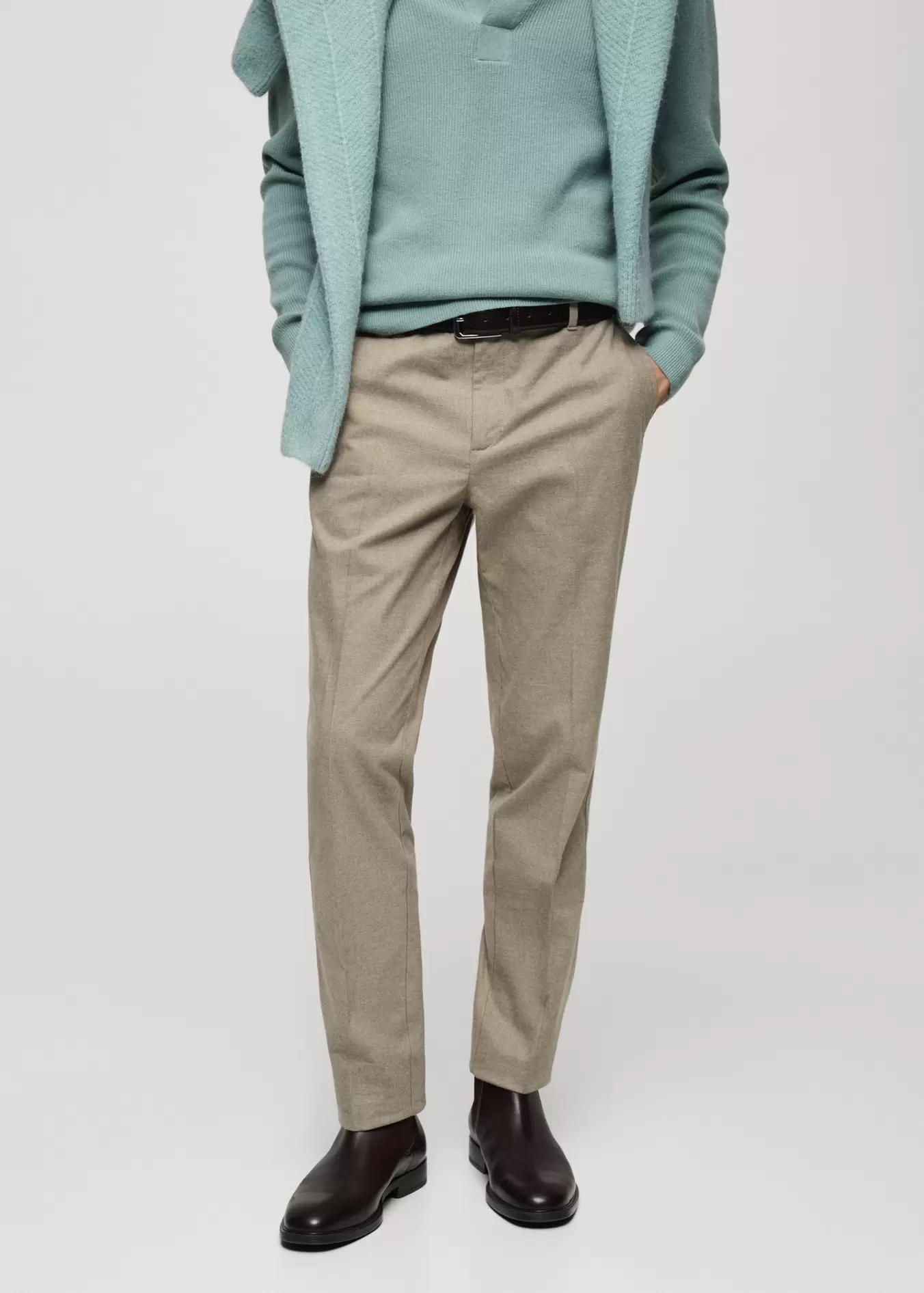 Regular-fit flannel trousers