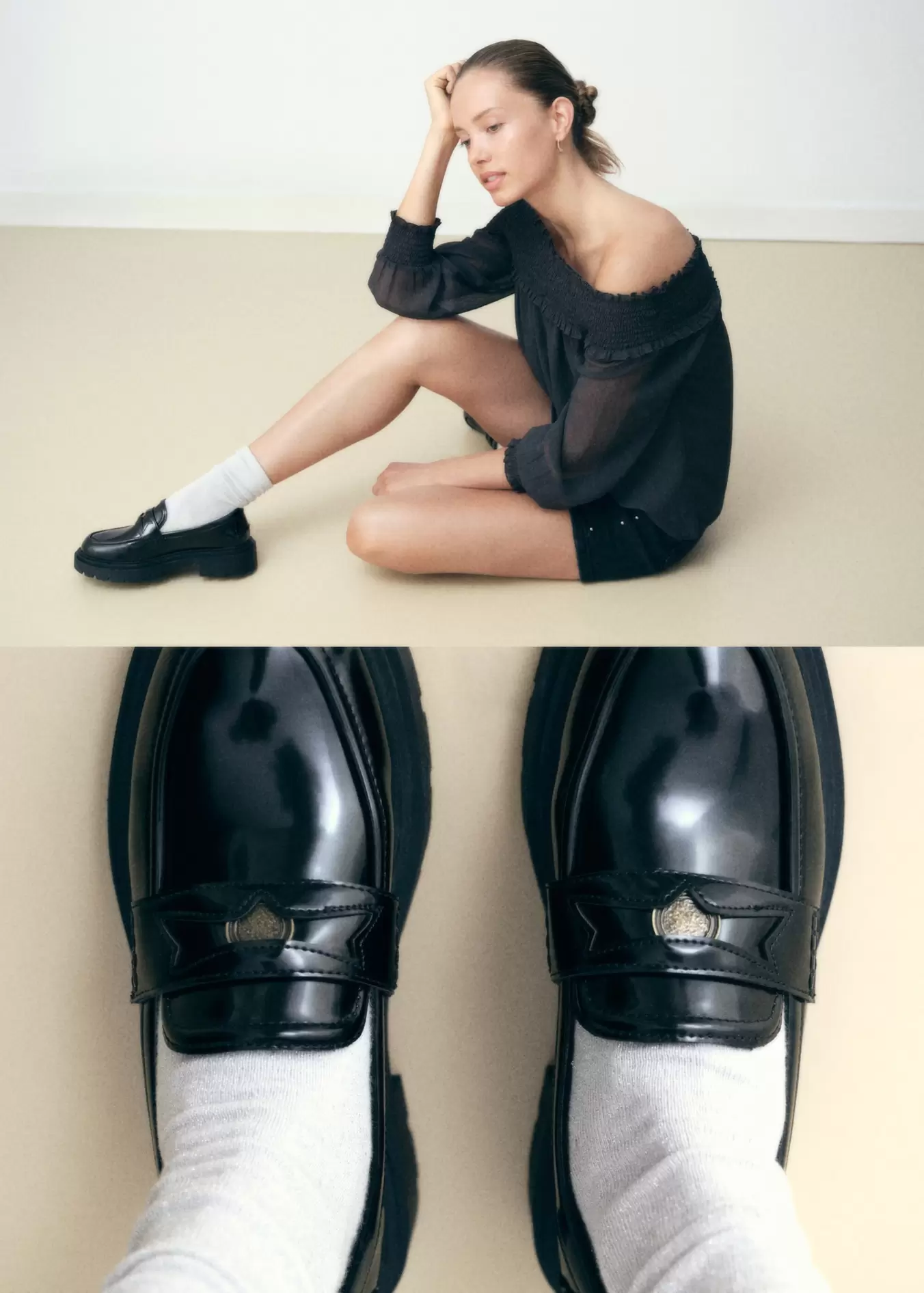 Leather-effect moccasin